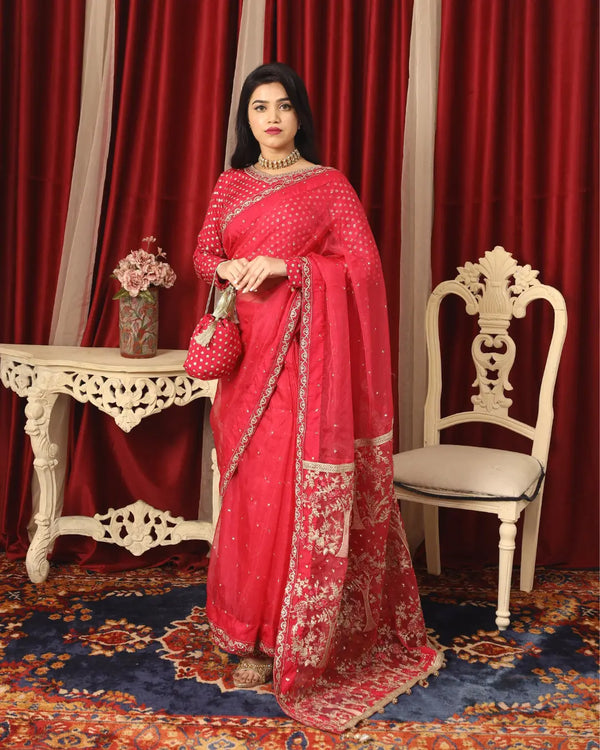Blush - Pink Sarhi Embroidered 3PC